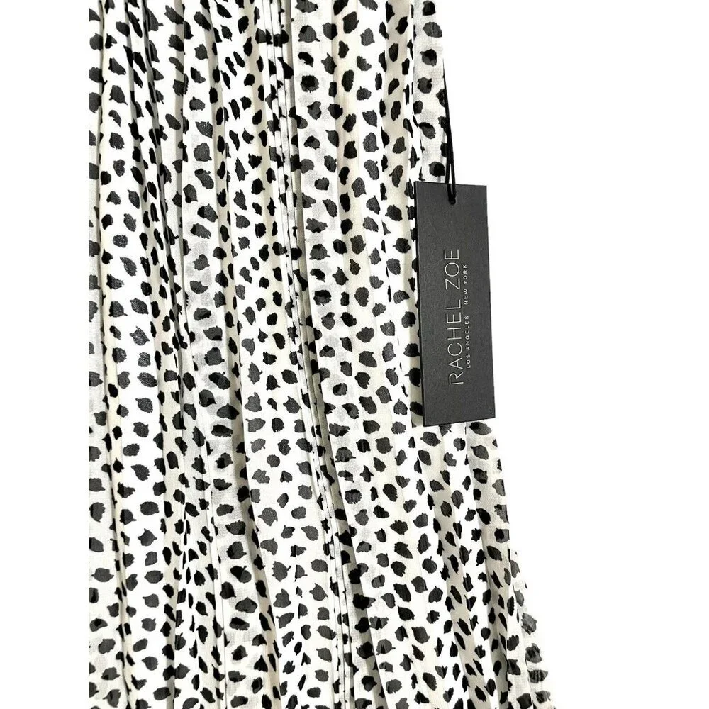 Rachel Zoe Black And White Splatter Print Midi Chiffon Skirt SZ L NWT - Picture 5 of 9